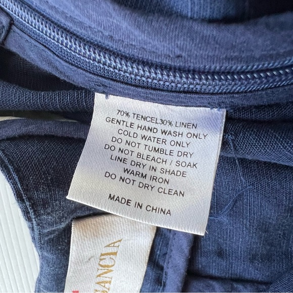 Sancia Culotte Shorts Linen Blend Pleated High Waist Navy Blue Tennis Size M - Picture 9 of 12